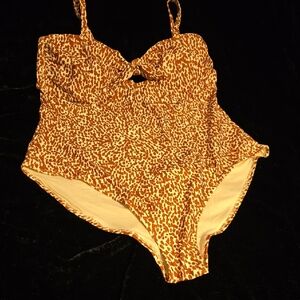 Old Navy Brown and White Patterned Swimsuit